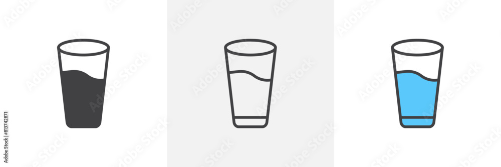 Glass icon set. Icons for drinking glasses and glassware. Glass icon set. Icons for drinking glasses and glassware.