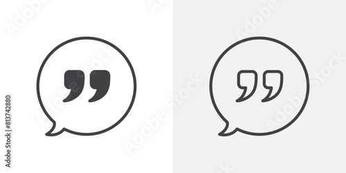 Comment quote icon set. Icons for definitions, descriptions, speech bubbles, and feedback.
