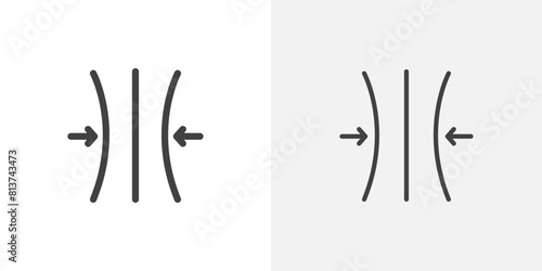 Compress icon set. Pressure vector symbol. Compact and push sign. Flexibility symbol. Shock reducer icon.