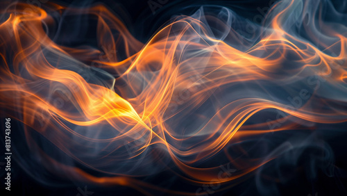 Abstract Artistic Image of Flowing Orange and Blue Smoke - Ideal for Modern Decor and Creative Concepts 8K Wallpaper High-resolution