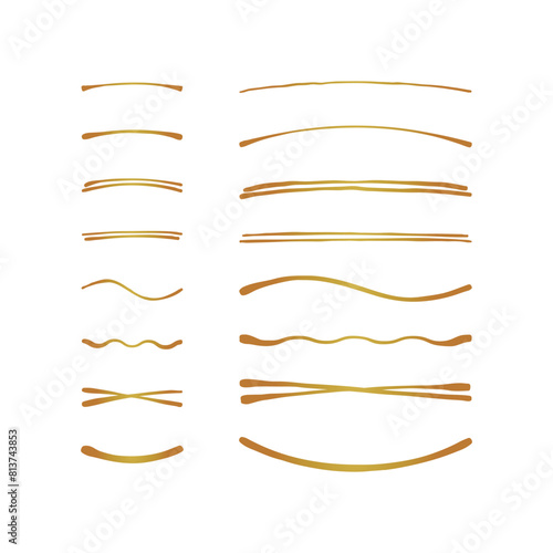 ゴールドの手書きの線のあしらいセット