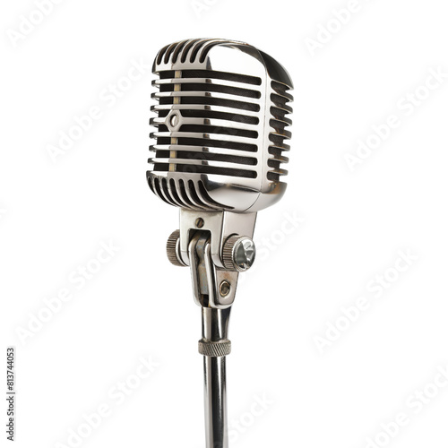 Retro microphone isolated on white background.