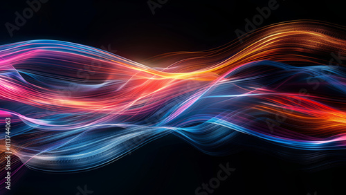 Vibrant Digital Waves in Neon Colors: Artistic Concept, Ideal for Dynamic Backgrounds and Creative Visuals 8K Wallpaper High-resolution