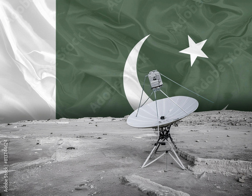 Pakistani Satellite on the Moon, Generative AI photo