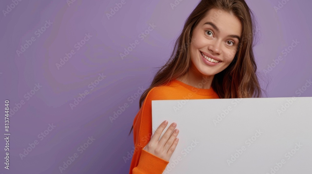 Young Woman Holding Blank Sign Young Woman Holding Blank Sign