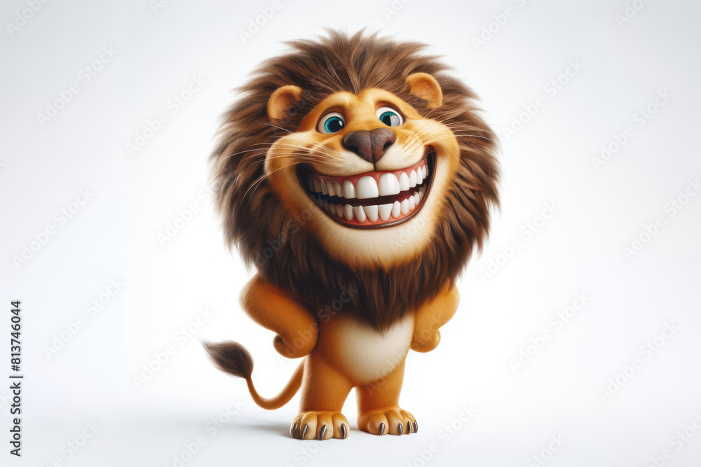 a funny Lion with a big smile and big teeth on a white background a funny Lion with a big smile and big teeth on a white background