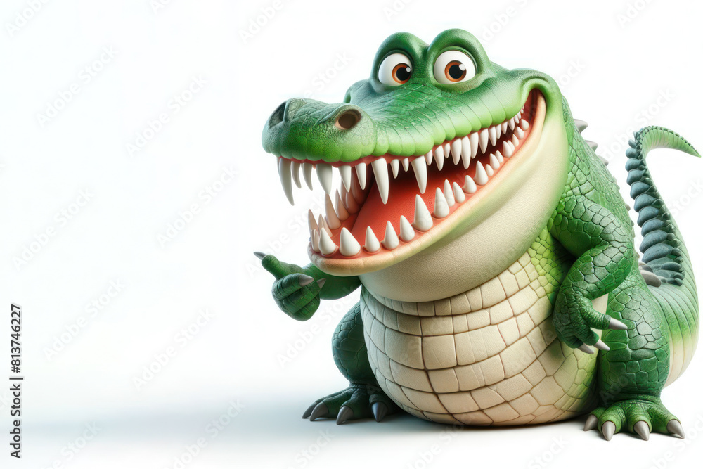 funny Crocodile with a big smile and big teeth on a white background funny Crocodile with a big smile and big teeth on a white background