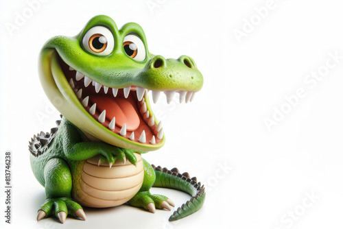 funny Crocodile with a big smile and big teeth on a white background © Anna