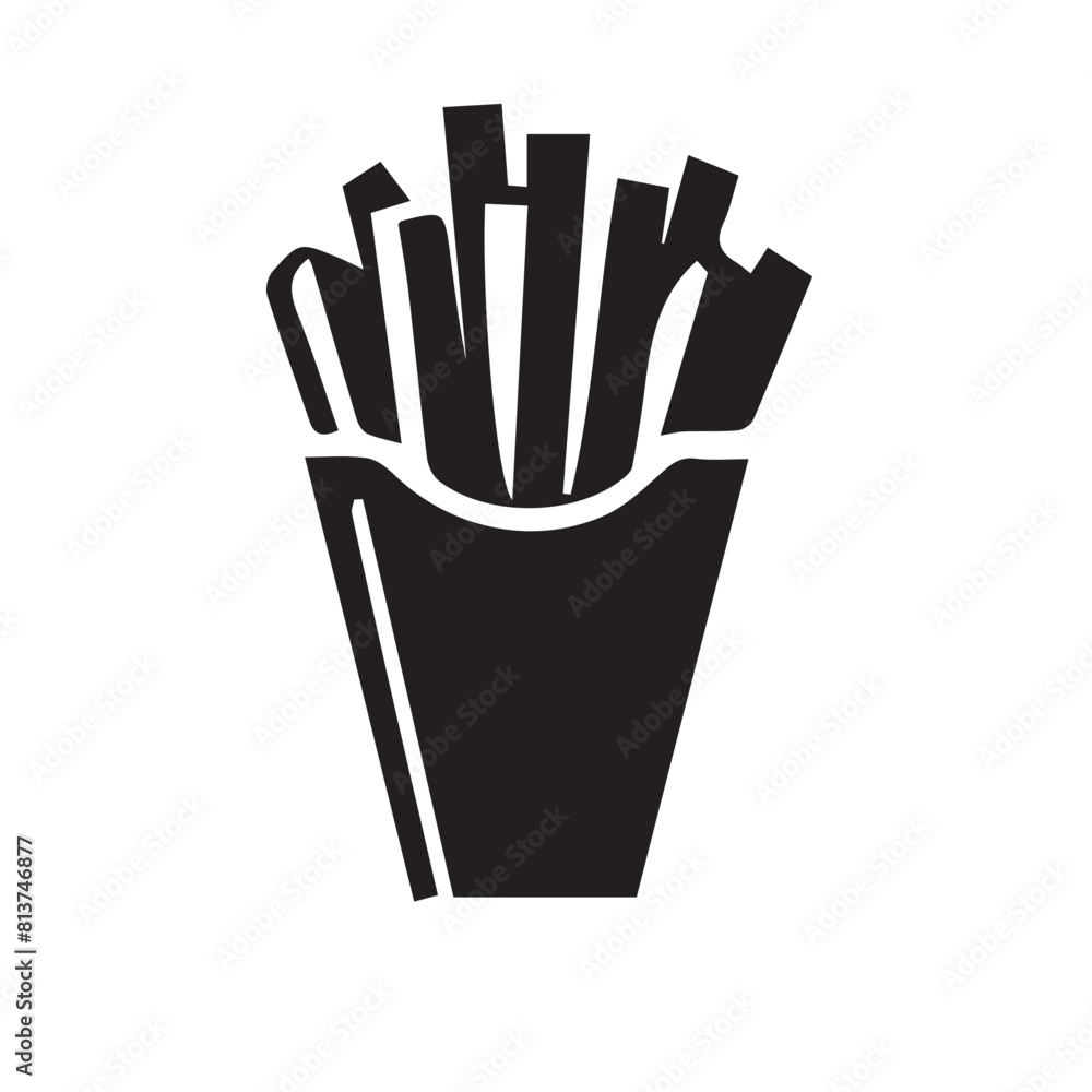 French fries silhouette. French fries logo vector design isolated on white background. French fries silhouette. French fries logo vector design isolated on white background.