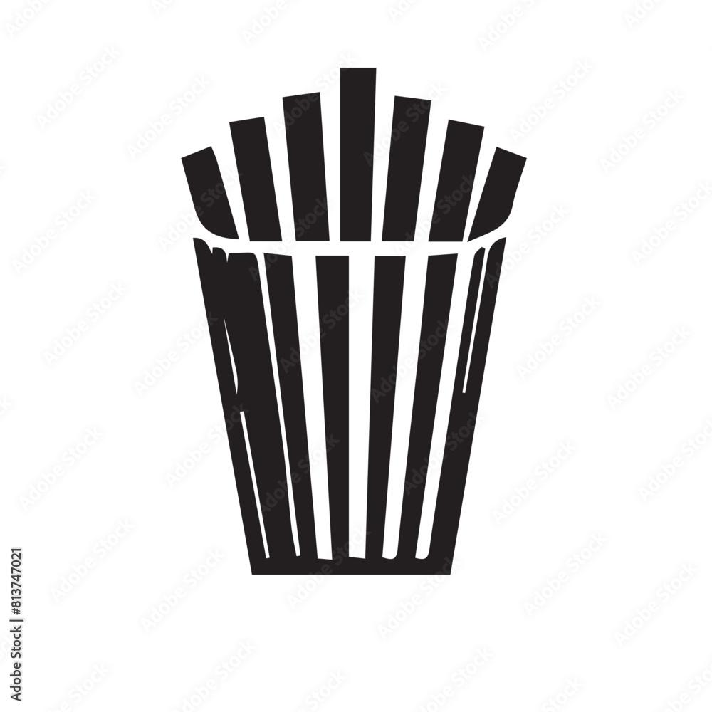 French fries silhouette. French fries logo vector design isolated on white background. French fries silhouette. French fries logo vector design isolated on white background.