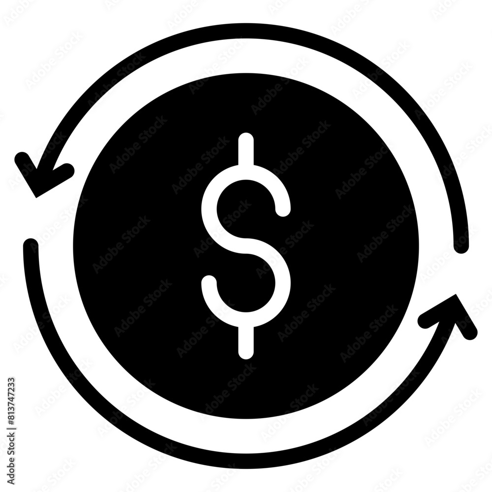 Cash Back Icon in Solid Style Cash Back Icon in Solid Style
