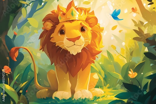 a lion is wearing a crown