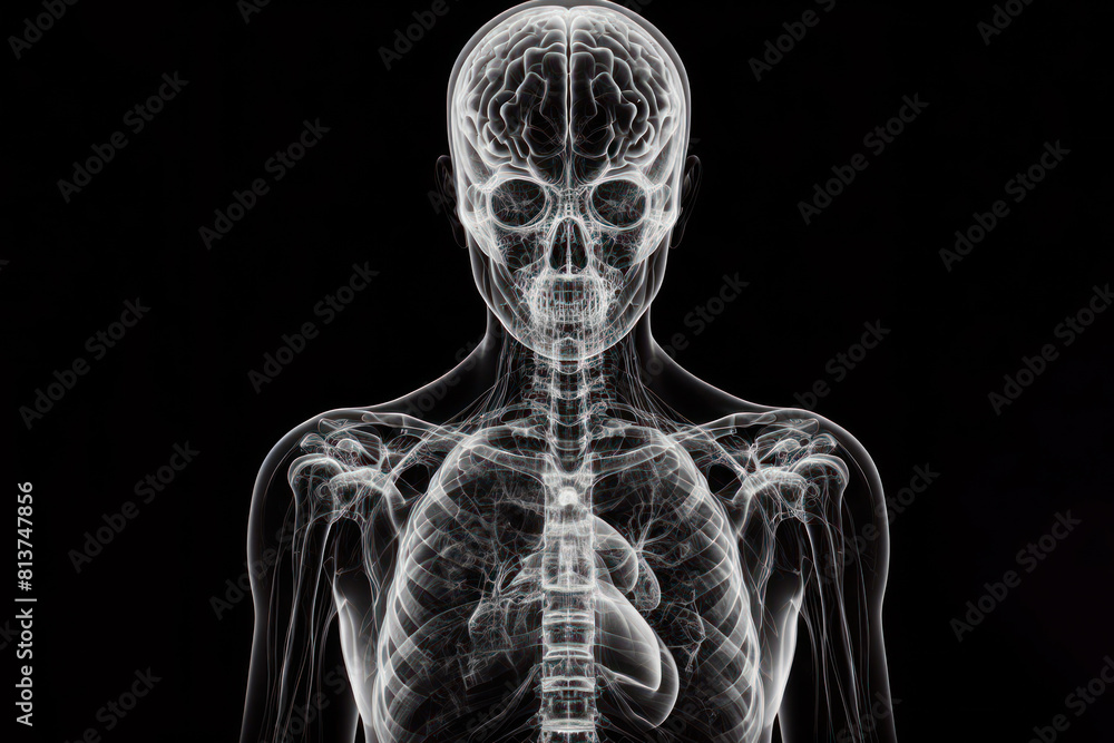 X ray human body isolated on black background X ray human body isolated on black background