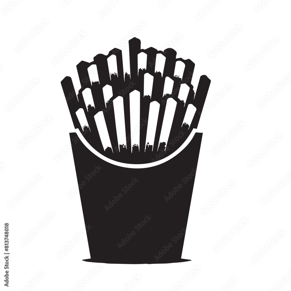 French fries silhouette. French fries logo vector design isolated on white background. French fries silhouette. French fries logo vector design isolated on white background.