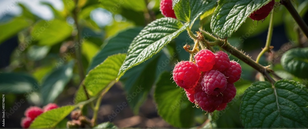 Obraz premium Ripe rasberry raspberry fruit plants | Beautiful red grapes fruit plants