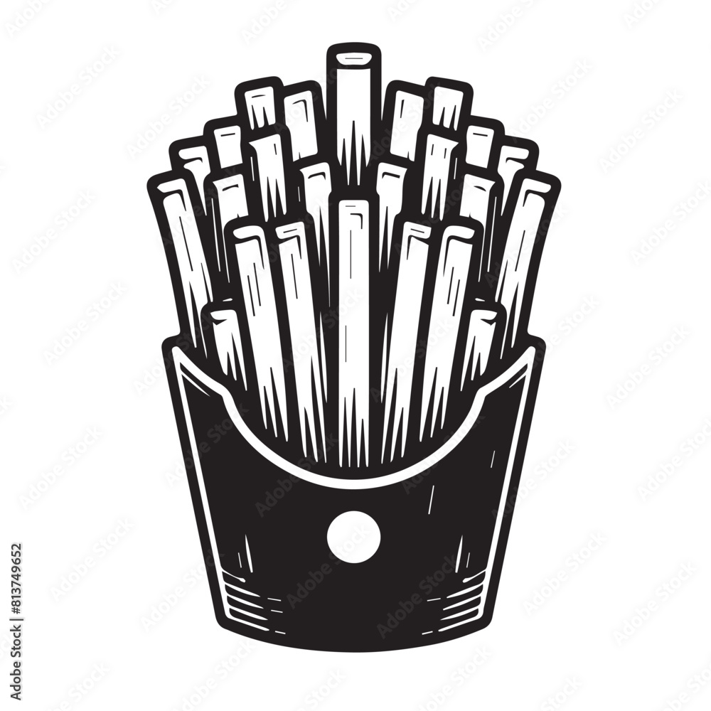 French fries silhouette. French fries logo vector design isolated on white background. French fries silhouette. French fries logo vector design isolated on white background.