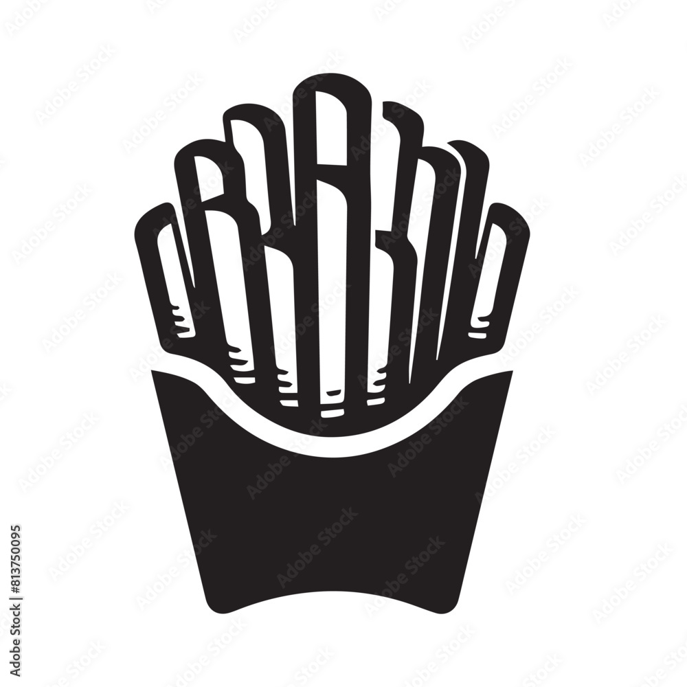 French fries silhouette. French fries logo vector design isolated on white background. French fries silhouette. French fries logo vector design isolated on white background.