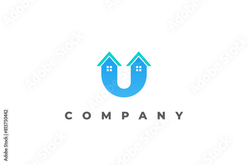 letter u house modern logo