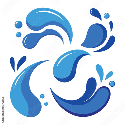 Blue water splash vector logo collection vector design