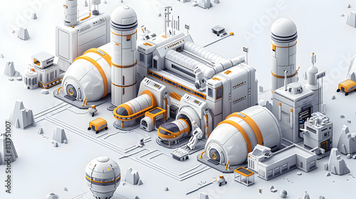 Flat Design Icon: Artificial Gravity Research Concept for Space Agencies Health Mitigation in Isometric Scene