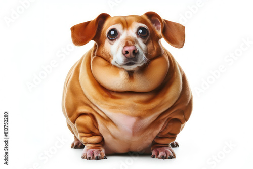 overweight dog isolated on white background copy space