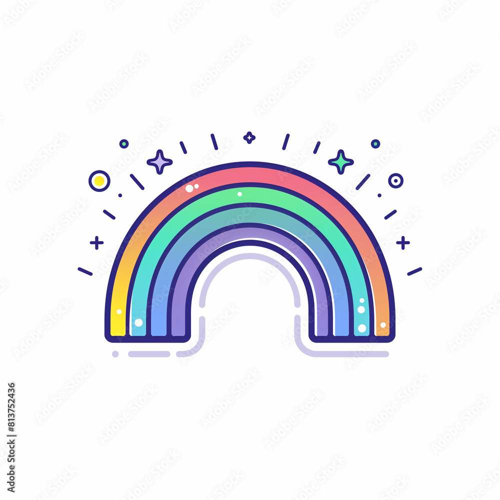 Hope-Symbolizing Linear Icon with a Rainbow for Positive Outlooks