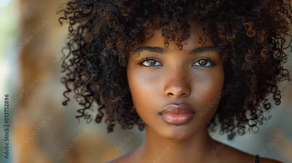 Stunning Portrait of an African American Woman with Curly Hair - Vector Illustration Depicting Beauty, Diversity, and Empowerment Stunning Portrait of an African American Woman with Curly Hair - Vector Illustration Depicting Beauty, Diversity, and Empowerment