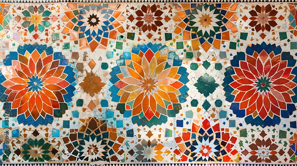 Enigmatic Moroccan-inspired motifs set against a white backdrop, inviting viewers on a visual journey through the enchanting landscapes of North Africa.