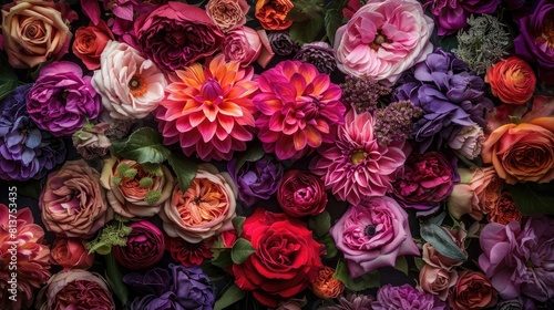 green, purple, and pink flowers, painting a vivid natural tapestry devoid of human presence.