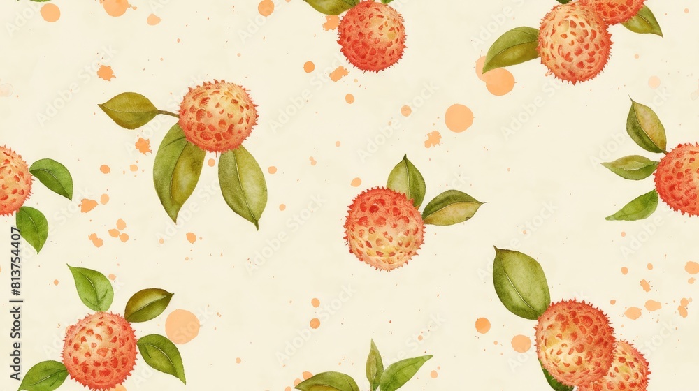 seamless pattern of lychee fruit.