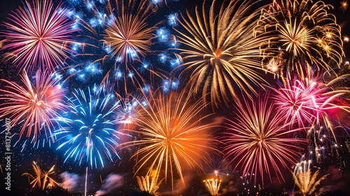 Blue Brilliance: Sparkling Fireworks Illuminate the Holiday Sky