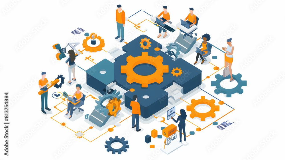 Experience Driven Design Icon for Customer Satisfaction: Simple Flat Concept Revolutionizing Interactions and Innovation Teams in Isometric Scene. Experience Driven Design Icon for Customer Satisfaction: Simple Flat Concept Revolutionizing Interactions and Innovation Teams in Isometric Scene.