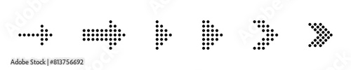 Dotted arrows vector icon set. Arrow dots style icons.