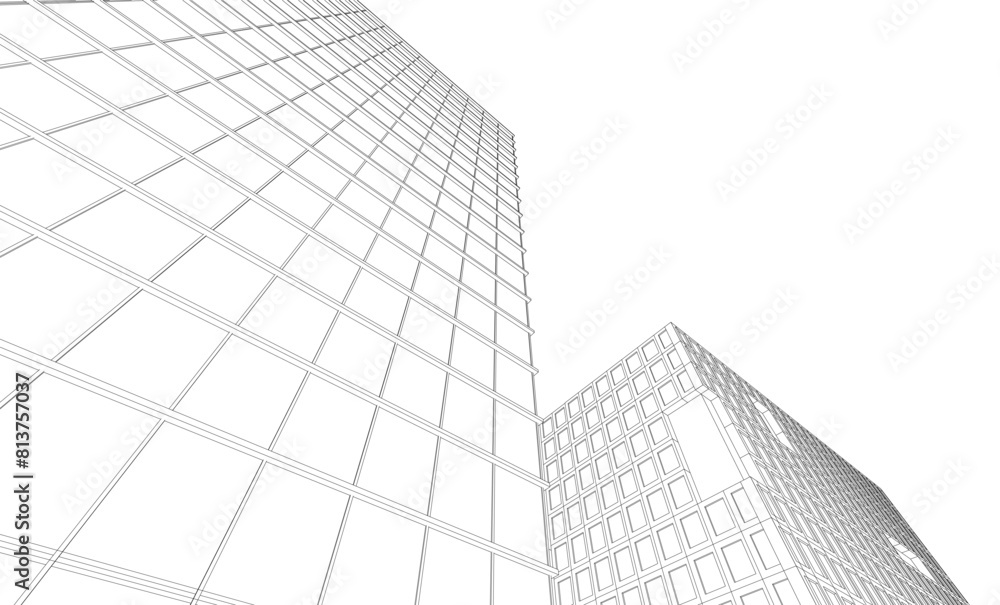 Office building sketch 3d rendering Office building sketch 3d rendering