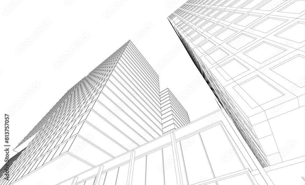 Office building sketch 3d rendering Office building sketch 3d rendering