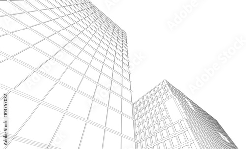 Office building sketch 3d rendering