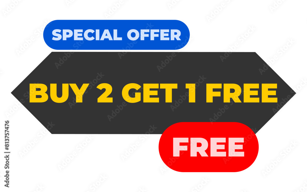 special offer Buy two get one free illustration isolated on white background. special offer Buy two get one free illustration isolated on white background.