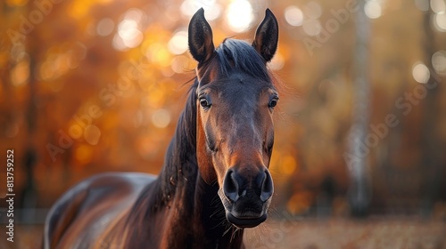 Close-up of a neighing horse photo