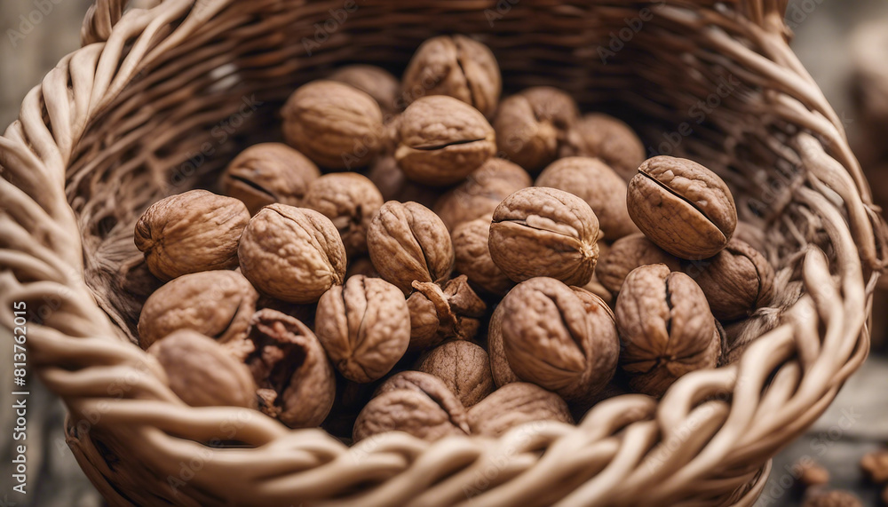 Shelled walnuts in the basket. Natural and organic village walnuts. There is also some shelled almon
Shelled walnuts in the basket. Natural and organic village walnuts. There is also some shelled almon