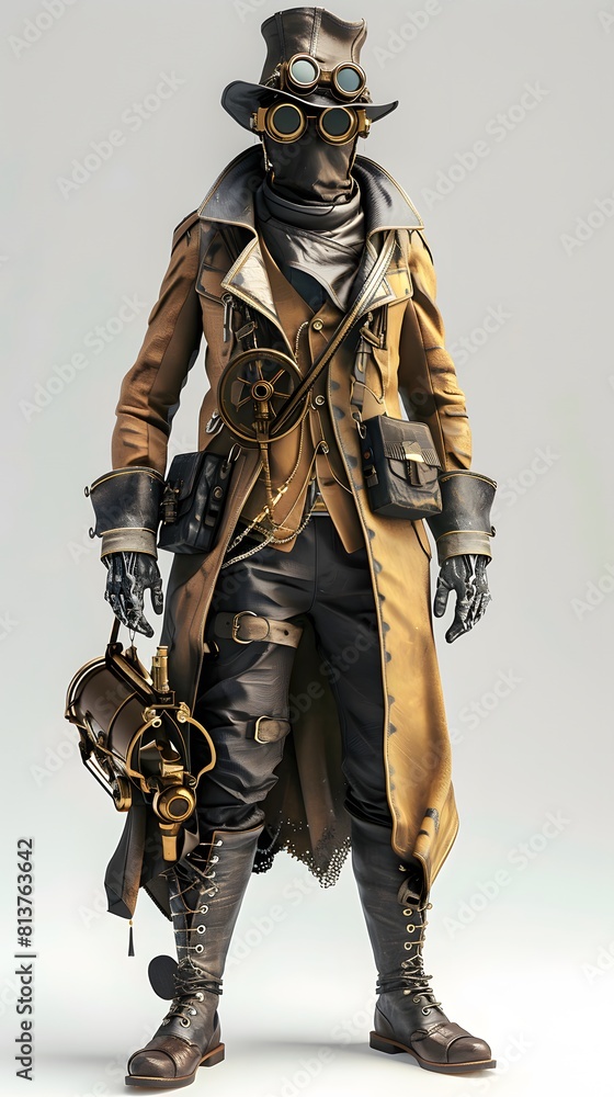 Steampunk character 3D illustration design from machine technology concept. Steampunk background. Steampunk character 3D illustration design from machine technology concept. Steampunk background.