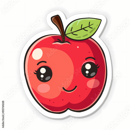 Wallpaper Mural Cute apple catoon on a White Canvas Sticker,vector image Torontodigital.ca