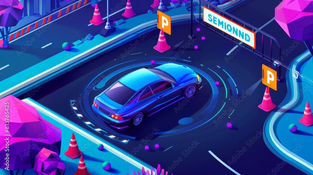 It shows a photo of a student driver passing the exam on a training car ...
