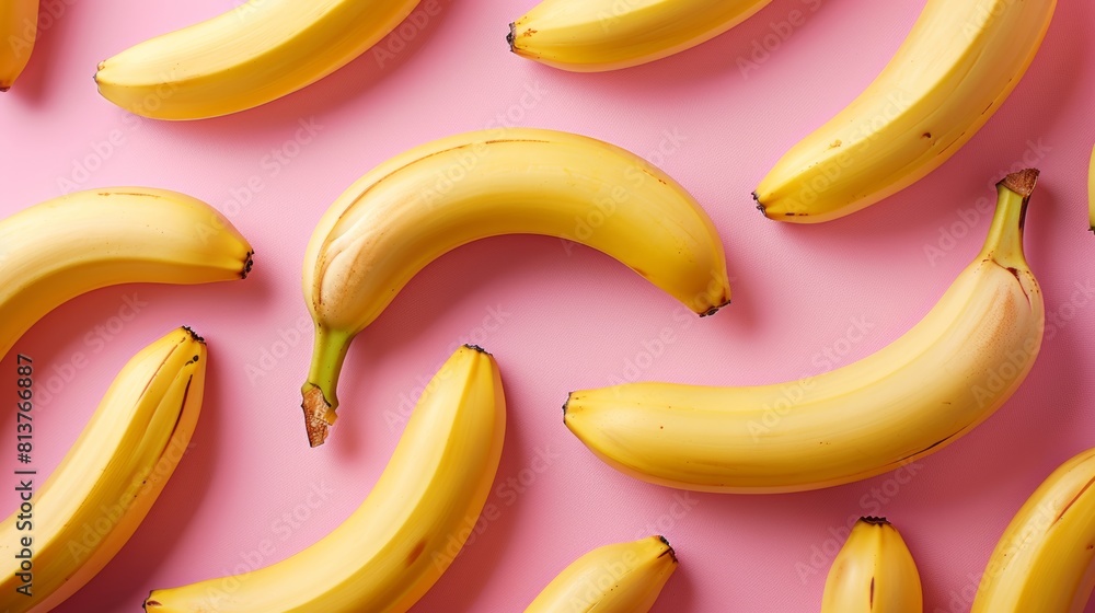 AI generated illustration of banana pattern on pink backdrop AI generated illustration of banana pattern on pink backdrop