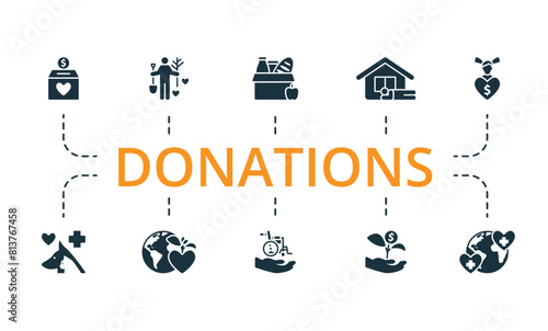 Donations set. Creative icons. Editable elements.