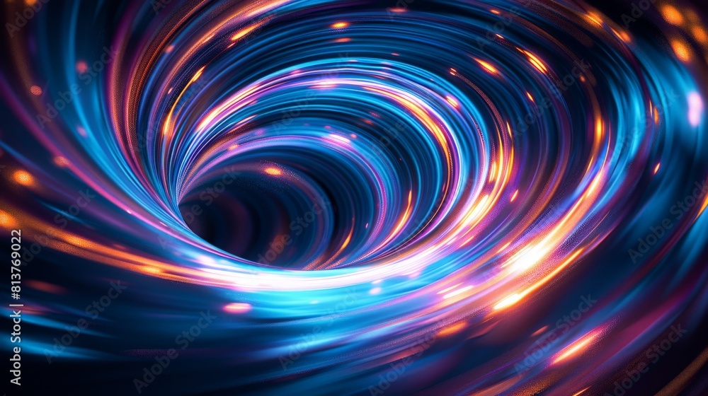 Ethereal abstract swirl of vibrant blue and orange light waves, creating a hypnotic visual effect. Ethereal abstract swirl of vibrant blue and orange light waves, creating a hypnotic visual effect.