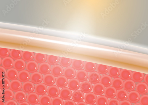 The UV-protecting vitamin serum penetrates the layers of the skin to repair wrinkles and reduce saggy skin cells. Skin repair concept.