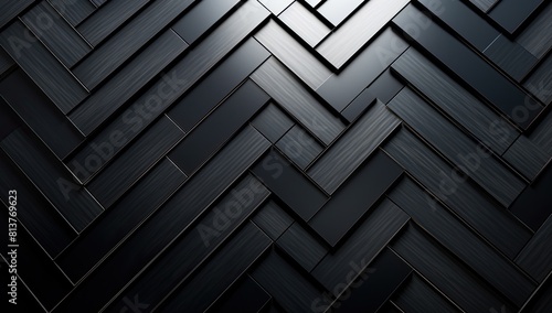 A black metal checkered pattern. The pattern is made up of squares and triangles photo