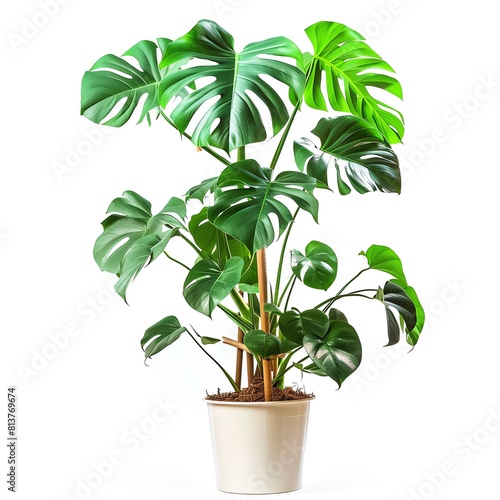 A PHOTO OF A MONSTERA, INDOOR TREE, ISOLATED ON WHITE BACKGROUNDS