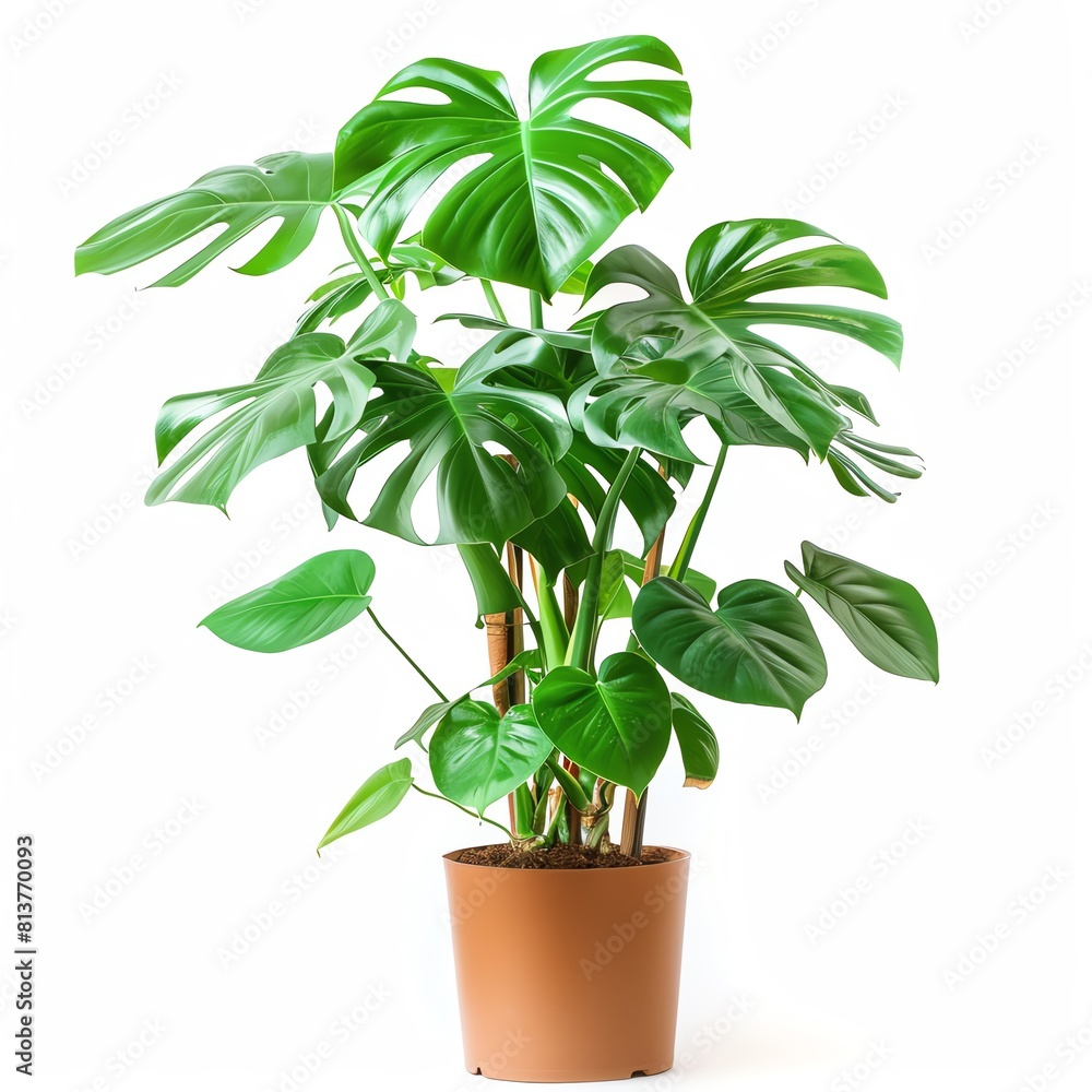 A PHOTO OF A MONSTERA, INDOOR TREE, ISOLATED ON WHITE BACKGROUNDS A PHOTO OF A MONSTERA, INDOOR TREE, ISOLATED ON WHITE BACKGROUNDS