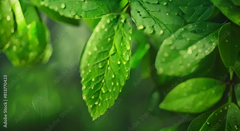 green leaves morning dew. fresh leaves green leaves morning dew. fresh leaves
